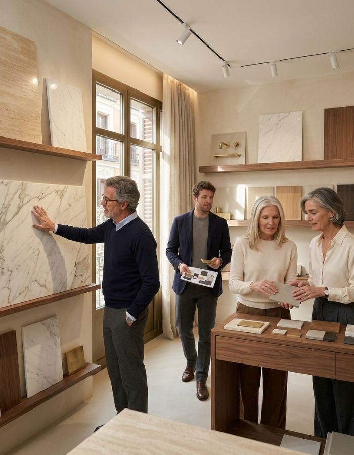 Showroom · muestra material